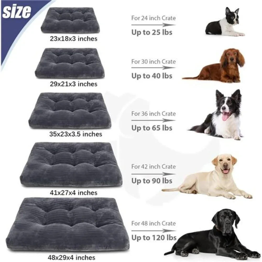 Dog Crate Bed Washable Dog Beds for Large Dogs Deluxe Thick Flannel Fluffy Comfy